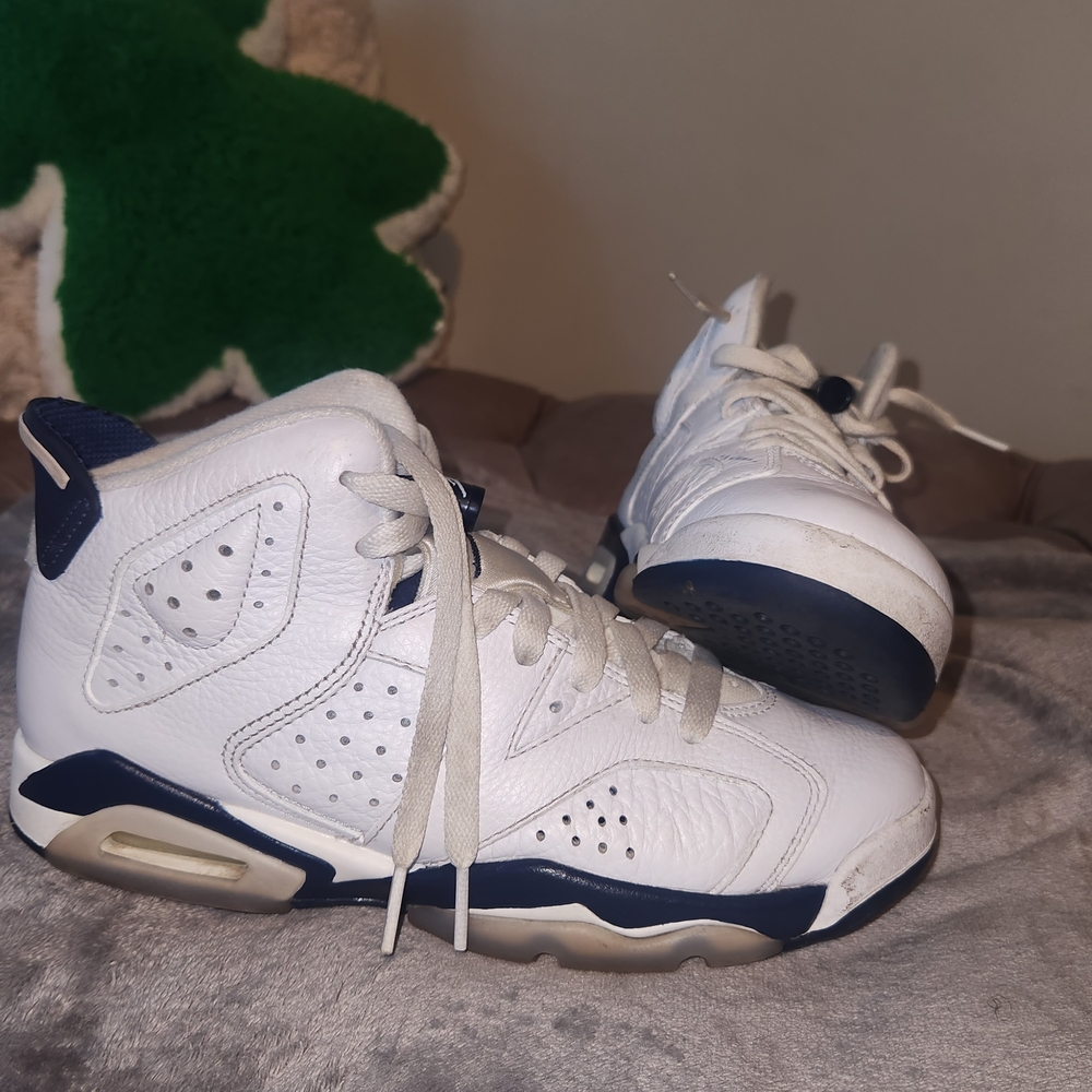 Jordan Kids White and Navy Sneakers